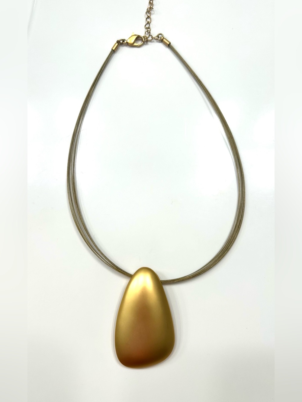 Gold Teardrop Pendant Necklace w matching bangle bracelets bunch.
